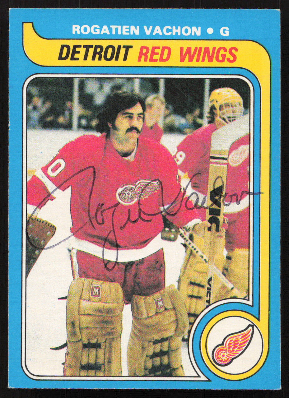 Rogie Vachon Autographed 1979-80 O-Pee-Chee Card #235 Detroit Red Wings SKU #258873