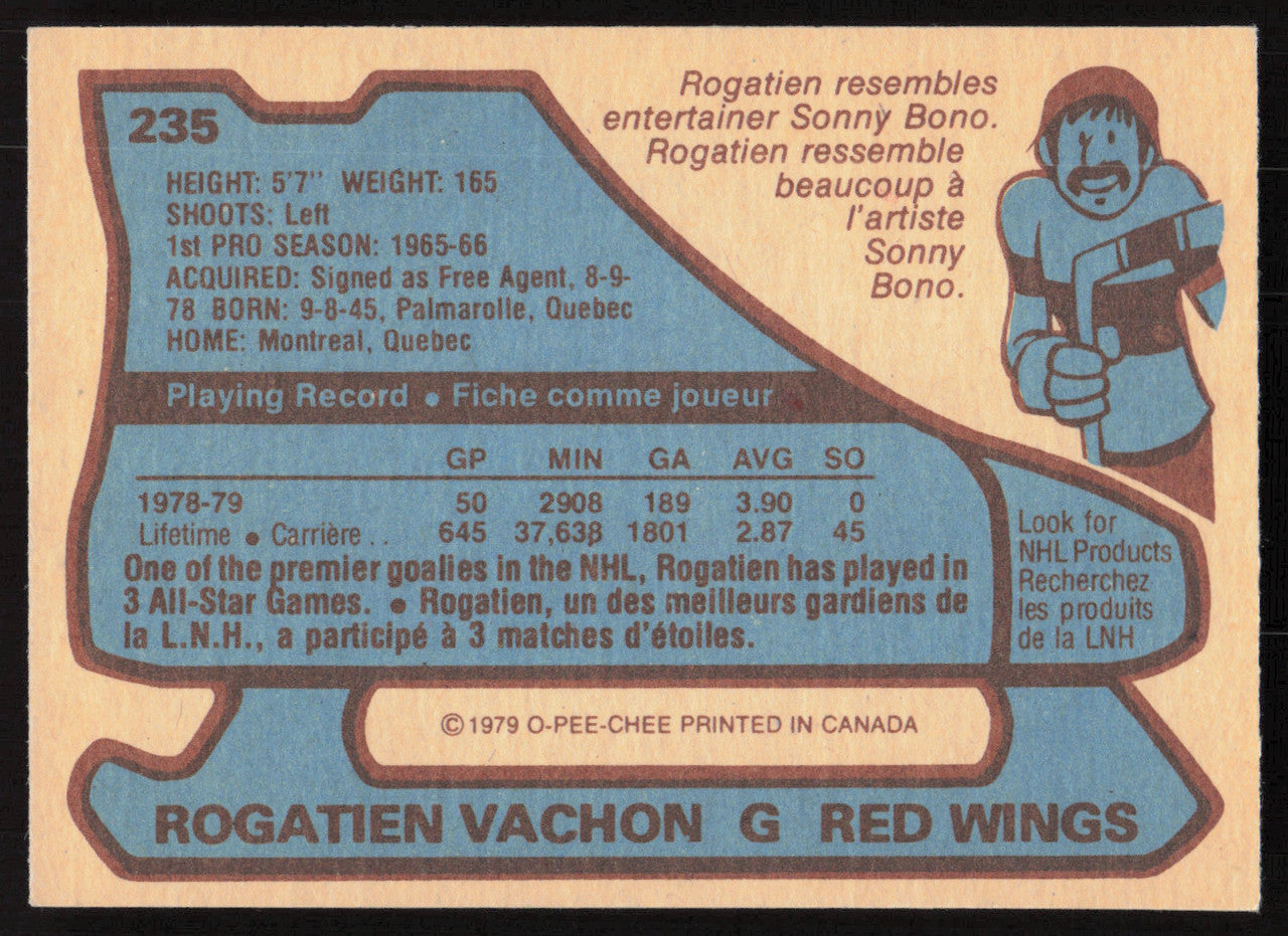Rogie Vachon Autographed 1979-80 O-Pee-Chee Card #235 Detroit Red Wings SKU #258873