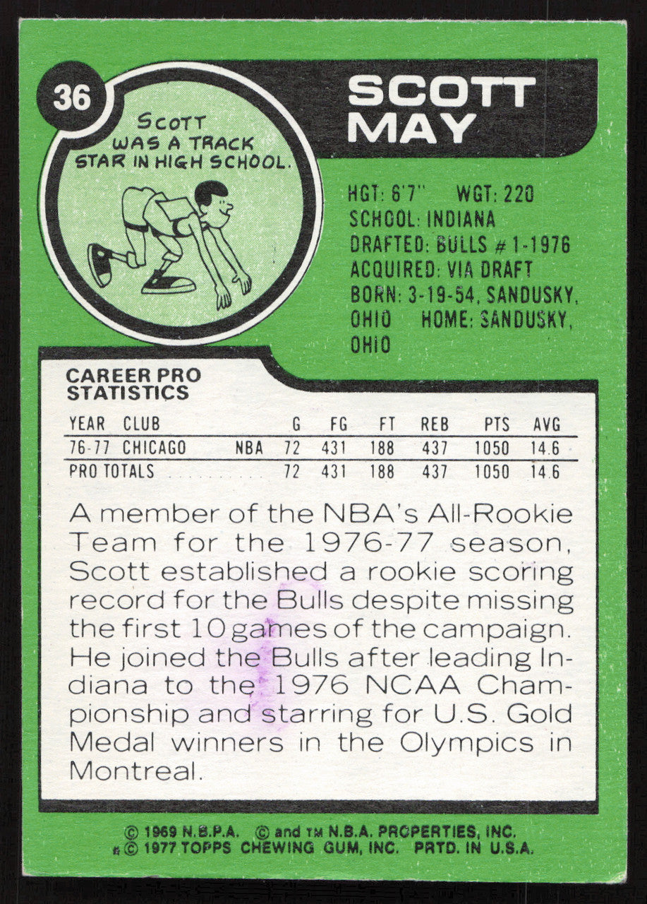 Scott May Autographed 1977-78 Topps Card #36 Chicago Bulls SKU #258913