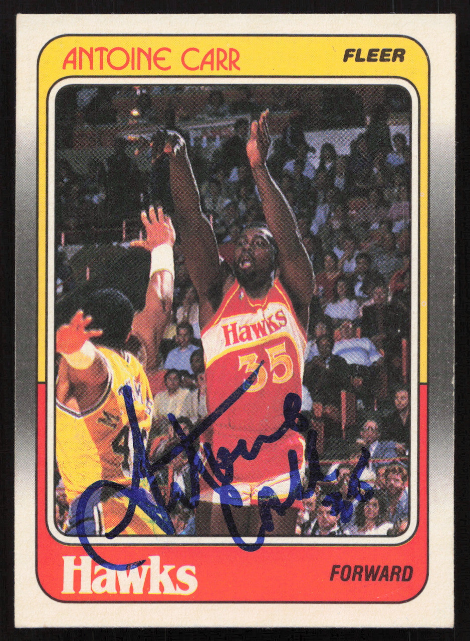 Antoine Carr Autographed 1988-89 Fleer Card #1 Atlanta Hawks SKU #258938