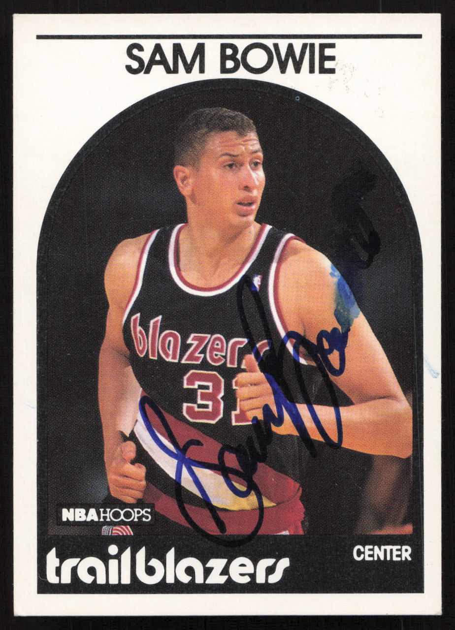 Sam Bowie Autographed 1989-90 Hoops Card #111 Portland Trail Blazers (Smudged) SKU #258941
