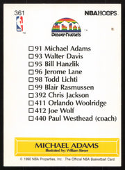 Michael Adams Autographed 1990-91 Hoops Card #361 Denver Nuggets SKU #258949