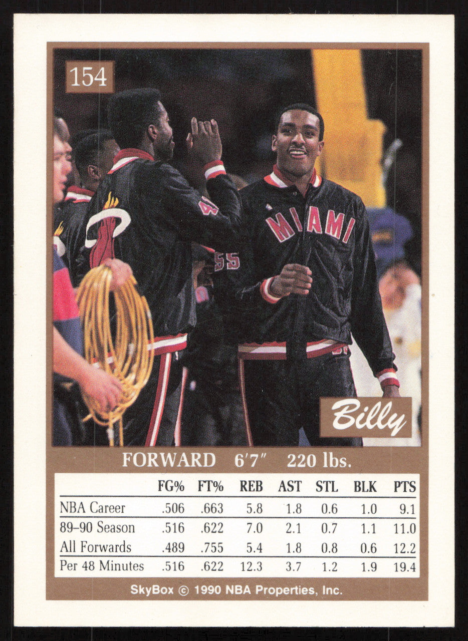 Billy Thompson Autographed 1990-91 Skybox Card #154 Miami Heat SKU #258950