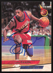 Sean Green Autographed 1993-94 Fleer Ultra Card #312 Philadelphia 76ers SKU #258957