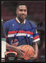 Gerald Glass Autographed 1992-93 Stadium Club Card #267 Detroit Pistons SKU #258958