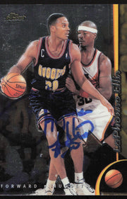 LaPhonso Ellis Autographed 1998-99 Topps Finest Card #82 Denver Nuggets SKU #258974