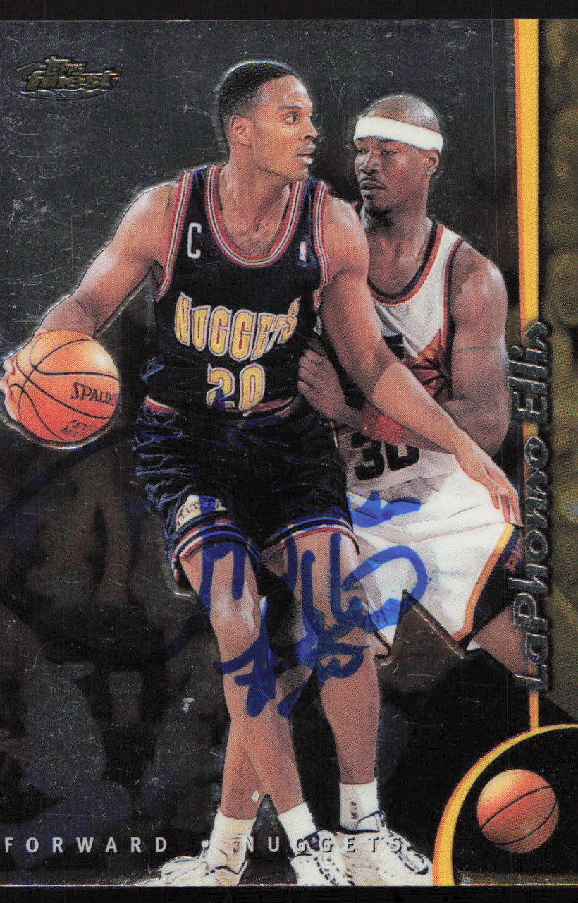 LaPhonso Ellis Autographed 1998-99 Topps Finest Card #82 Denver Nuggets SKU #258974