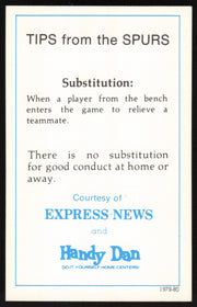 Larry Kenon Autographed 1979-80 Express News Handy Dan Card San Antonio Spurs SKU #258998