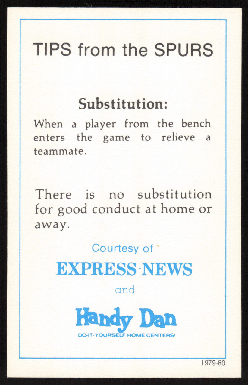 Larry Kenon Autographed 1979-80 Express News Handy Dan Card San Antonio Spurs SKU #258998
