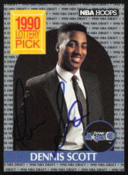 Dennis Scott Autographed 1990-91 Hoops Rookie Card #393 Orlando Magic SKU #259003