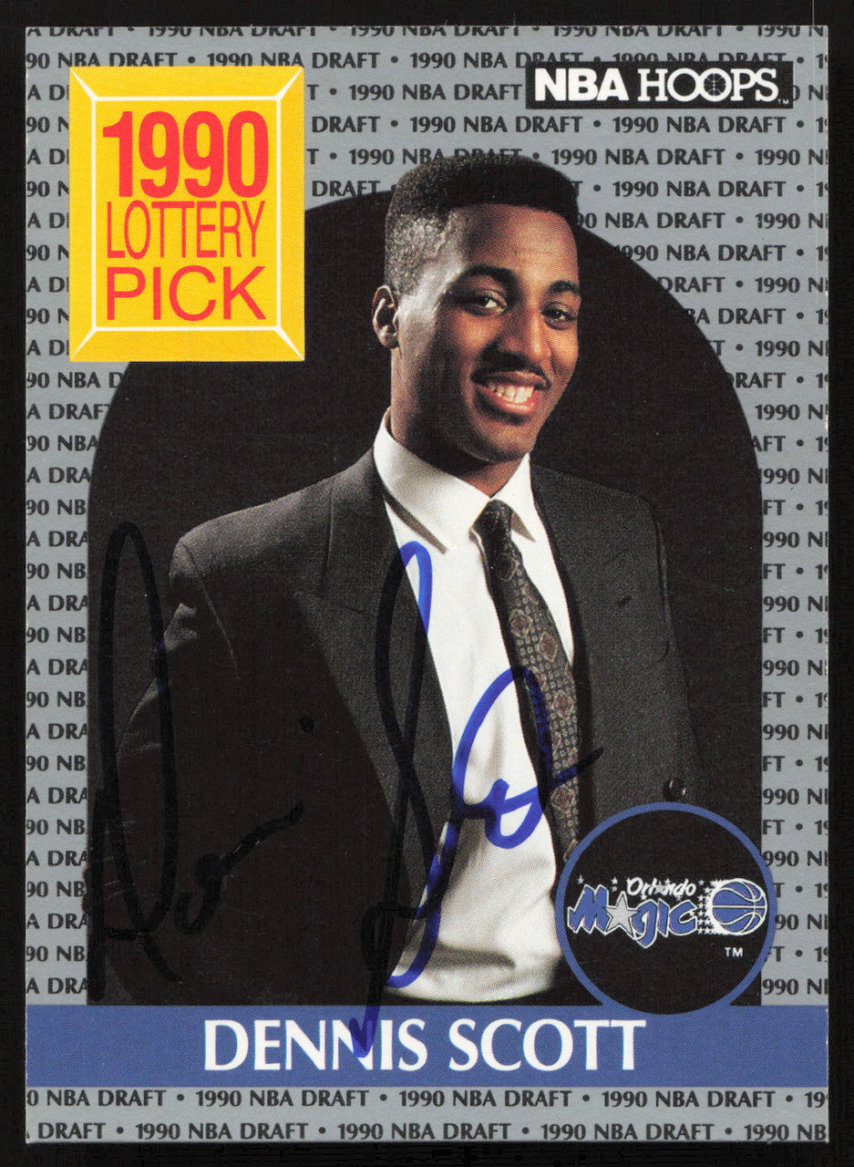 Dennis Scott Autographed 1990-91 Hoops Rookie Card #393 Orlando Magic SKU #259003