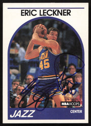 Eric Leckner Autographed 1989-90 Hoops Rookie Card #12 Utah Jazz SKU #259013