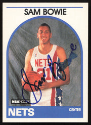 Sam Bowie Autographed 1989-90 Hoops Card #337 New Jersey Nets (Smudged) SKU #259019