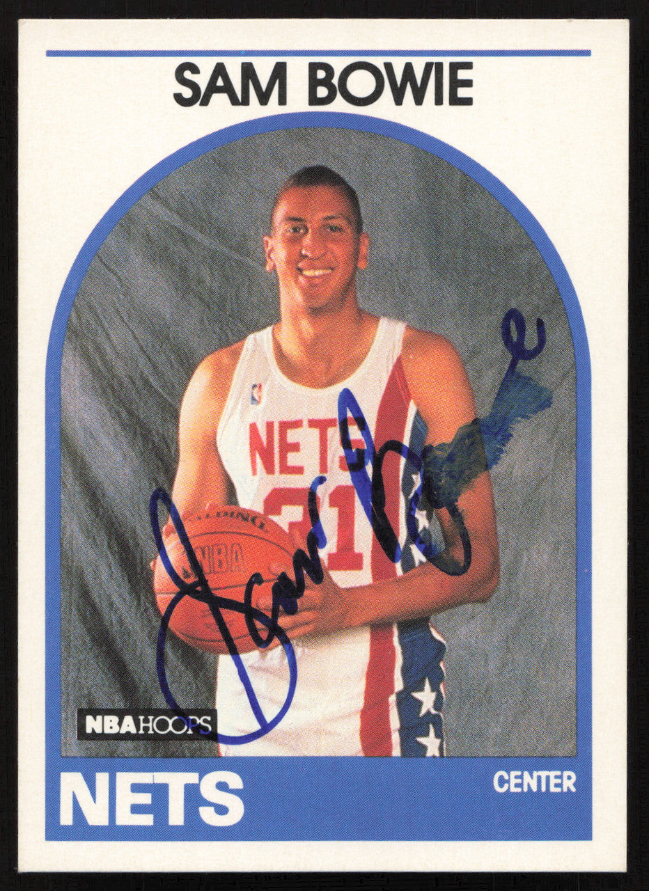 Sam Bowie Autographed 1989-90 Hoops Card #337 New Jersey Nets (Smudged) SKU #259019