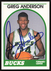 Greg Anderson Autographed 1989-90 Hoops Card #342 Milwaukee Bucks SKU #259026