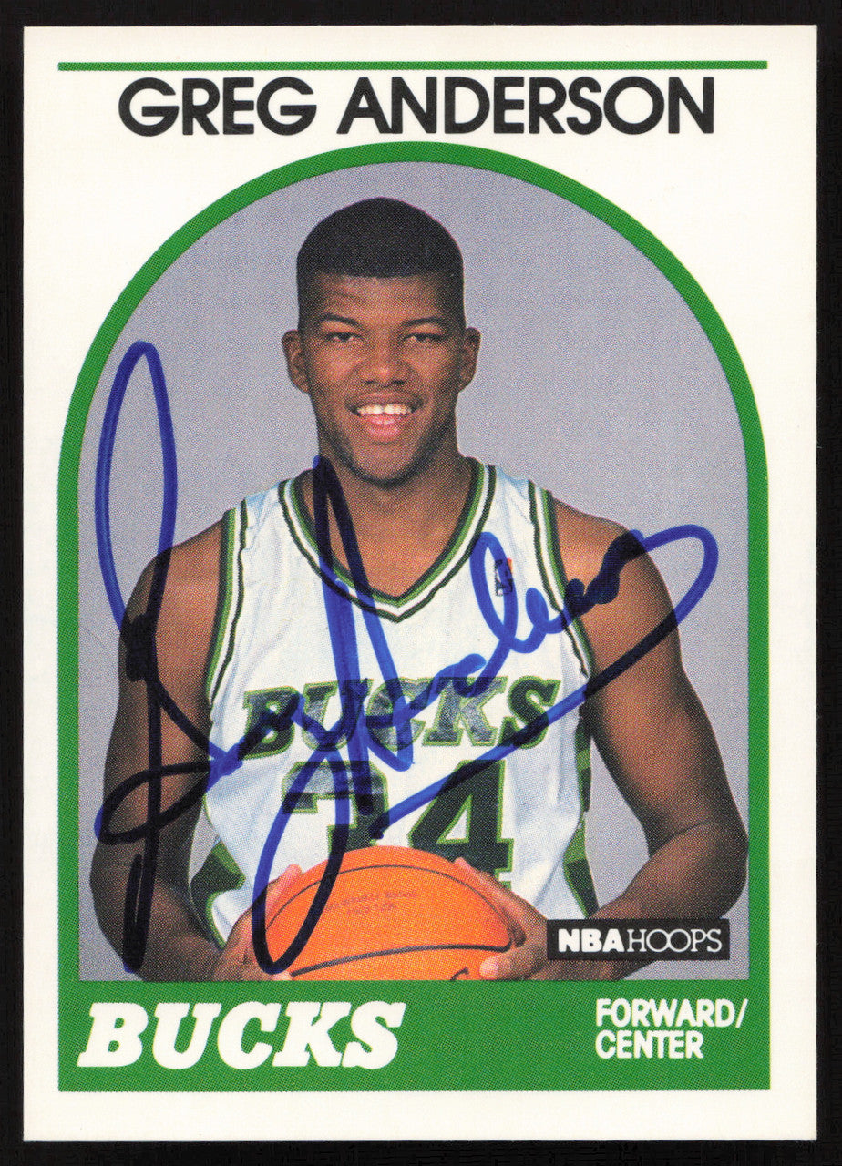 Greg Anderson Autographed 1989-90 Hoops Card #342 Milwaukee Bucks SKU #259026