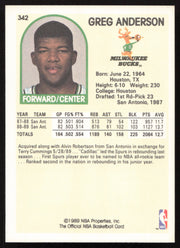 Greg Anderson Autographed 1989-90 Hoops Card #342 Milwaukee Bucks SKU #259026