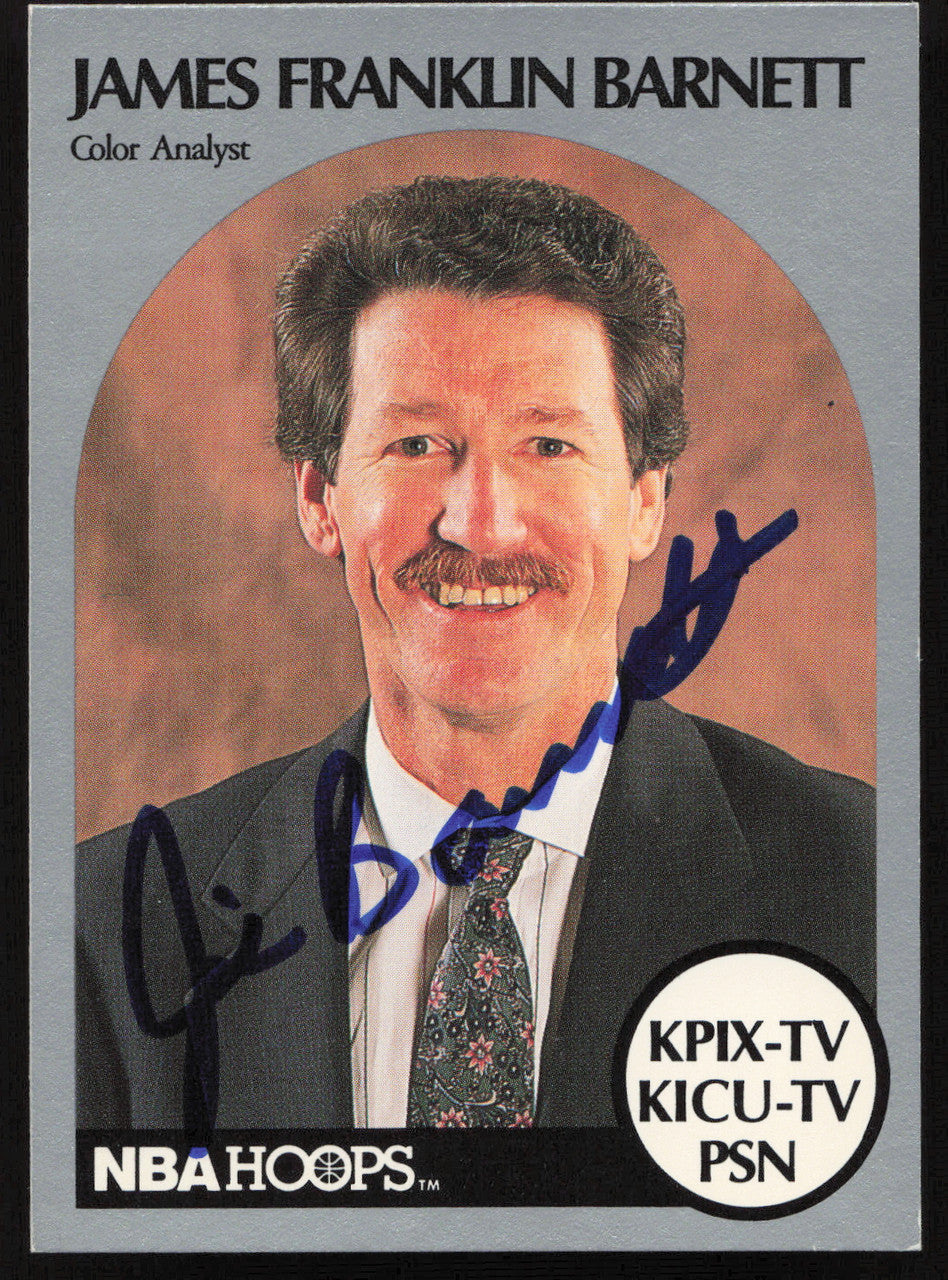 Jim Barnett Autographed 1990-91 Hoops Card Golden State Warriors SKU #259027