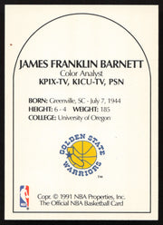 Jim Barnett Autographed 1990-91 Hoops Card Golden State Warriors SKU #259027