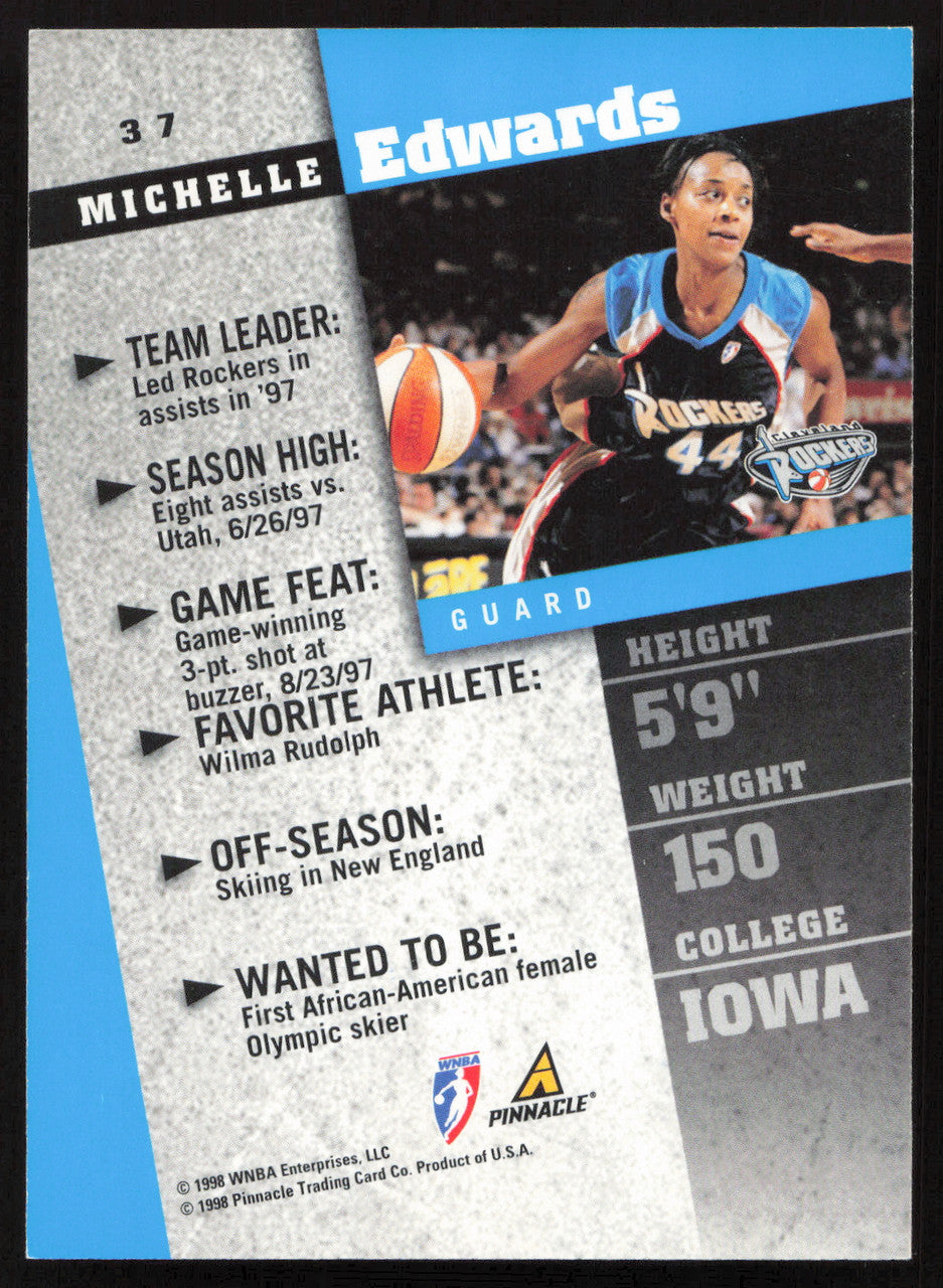 Michelle Edwards Autographed 1998 Pinnacle Card #37 SKU #259036