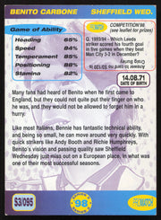 Benito Carbone Autographed 1998 ProMatch Card #3 Sheffield SKU #259056