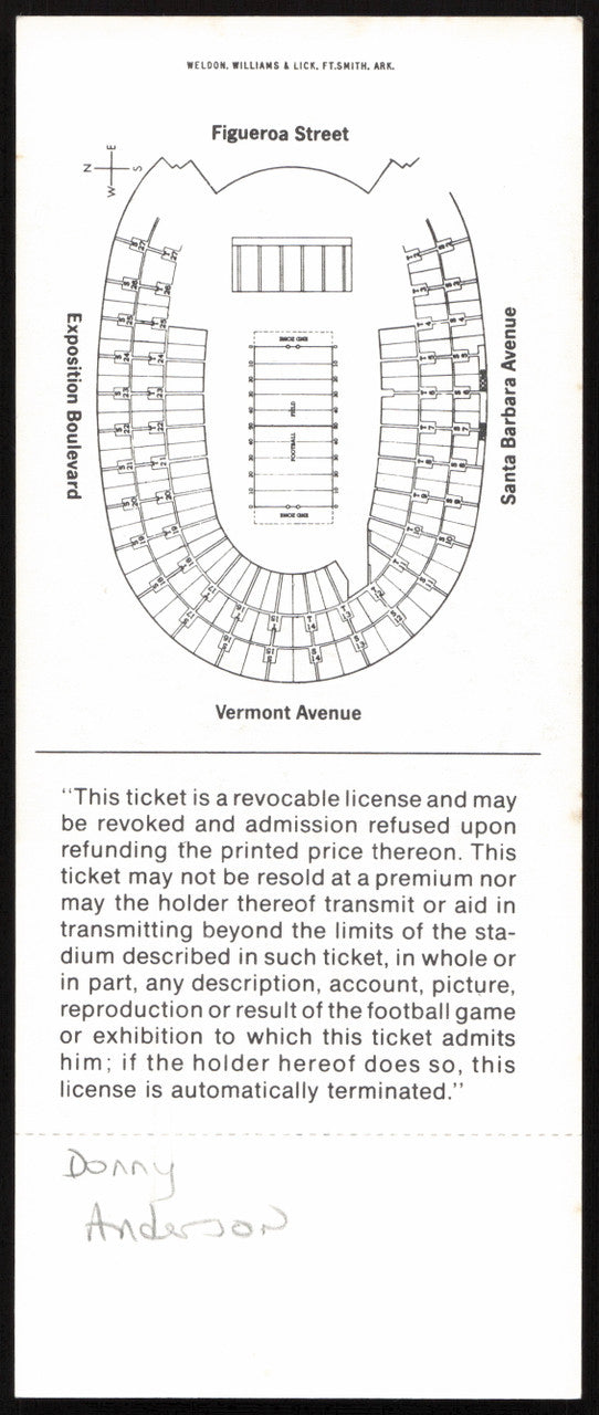 Donny Anderson Autographed Super Bowl I Replica Ticket (1967) Green Bay Packers SKU #259060