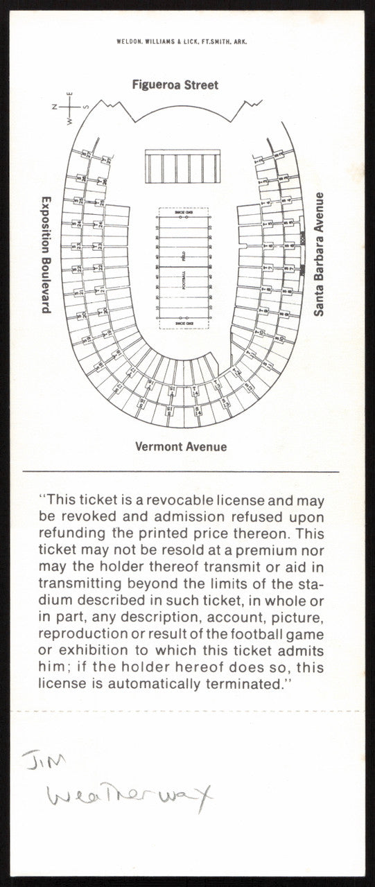 Jim Weatherwax Autographed Super Bowl I Replica Ticket (1967) Green Bay Packers SKU #259063