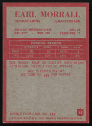 Earl Morrall Autographed 1965 Philadelphia Card #65 Detroit Lions SKU #259082