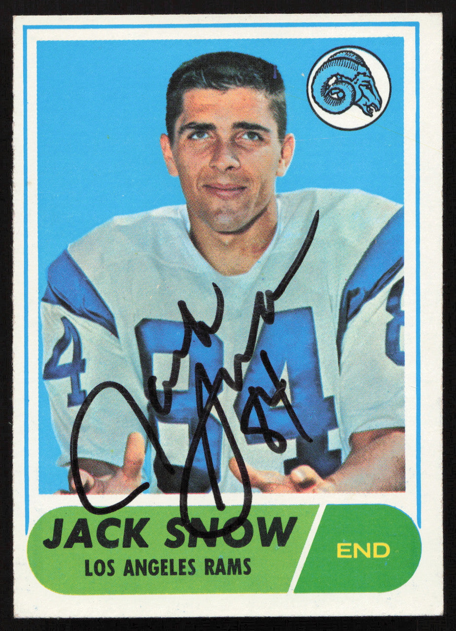 Jack Snow Autographed 1968 Topps Rookie Card #184 Los Angeles Rams SKU #259087