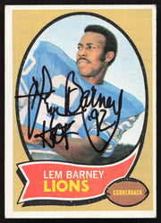 Lem Barney Autographed 1970 Topps Card #75 Detroit Lions "HOF 92" SKU #259100