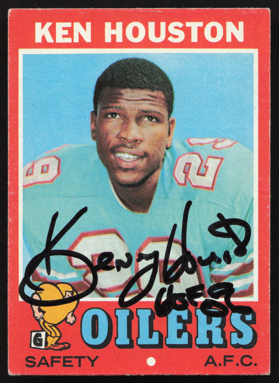 Ken Houston Autographed 1971 Topps Rookie Card #113 Houston Oilers SKU #259110