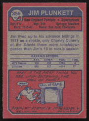 Jim Plunkett Autographed 1973 Topps Card #355 New England Patriots SKU #259129