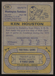 Ken Houston Autographed 1974 Topps Card #235 Washington Redskins SKU #259137