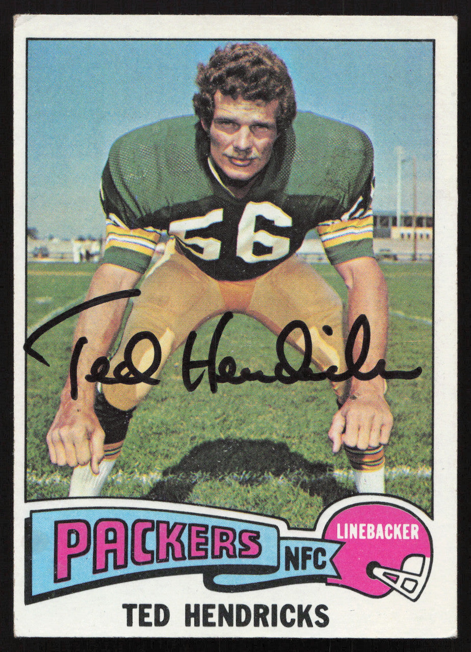 Ted Hendricks Autographed 1975 Topps Card #315 Green Bay Packers SKU #259144