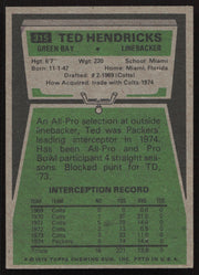 Ted Hendricks Autographed 1975 Topps Card #315 Green Bay Packers SKU #259144