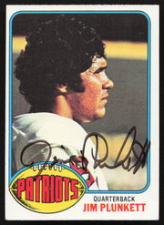 Jim Plunkett Autographed 1976 Topps Card #104 New England Patriots SKU #259160