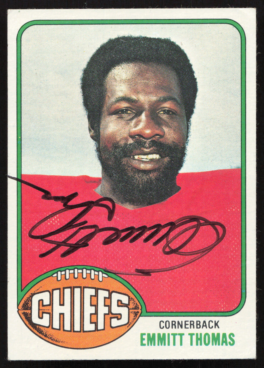 Emmitt Thomas Autographed 1976 Topps Card #216 Kansas City Chiefs SKU #259161