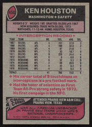 Ken Houston Autographed 1977 Topps Card #450 Washington Redskins SKU #259168