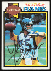 Vince Ferragamo Autographed 1979 Topps Rookie Card #409 Los Angeles Rams SKU #259193