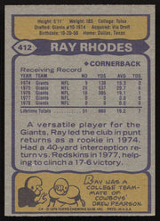 Ray Rhodes Autographed 1979 Topps Card #412 New York Giants SKU #259195