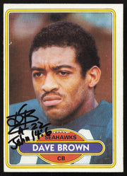 Dave Brown Autographed 1980 Topps Card #317 Seattle Seahawks SKU #259205