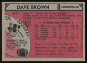 Dave Brown Autographed 1980 Topps Card #317 Seattle Seahawks SKU #259205