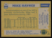 Mike Haynes Autographed 1982 Topps Card #153 New England Patriots SKU #259215