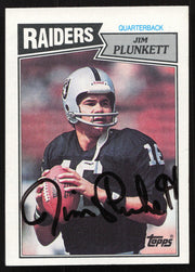 Jim Plunkett Autographed 1987 Topps Card #214 Los Angeles Raiders SKU #259274