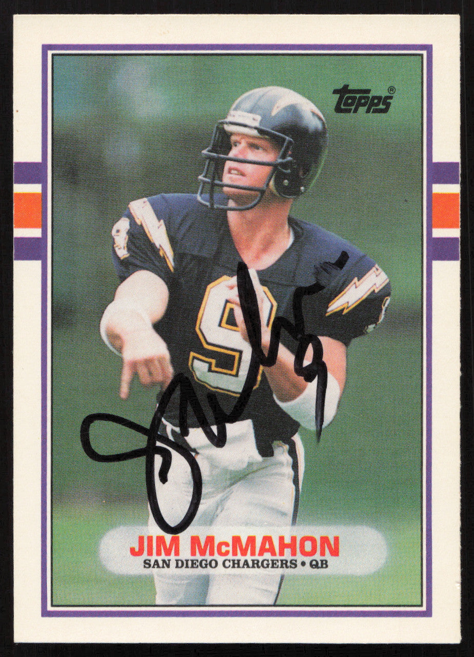 Jim McMahon Autographed 1989 Topps Traded Card #97T San Diego Chargers SKU #259298