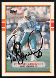 Pete Stoyanovich Autographed 1989 Topps Traded Card #84T Miami Dolphins SKU #259301