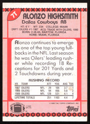 Alonzo Highsmith Autographed 1990 Topps Card #7T Dallas Cowboys SKU #259308