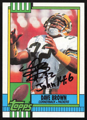 Dave Brown Autographed 1990 Topps Card #150 Green Bay Packers SKU #259313