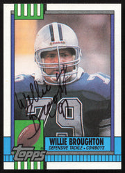 Willie Broughton Autographed 1990 Topps Card #496 Dallas Cowboys SKU #259317