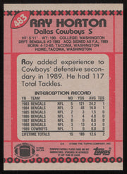 Ray Horton Autographed 1990 Topps Card #483 Dallas Cowboys SKU #259318